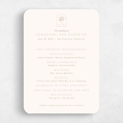 Beige Rounded Wedding Program - Mapleton