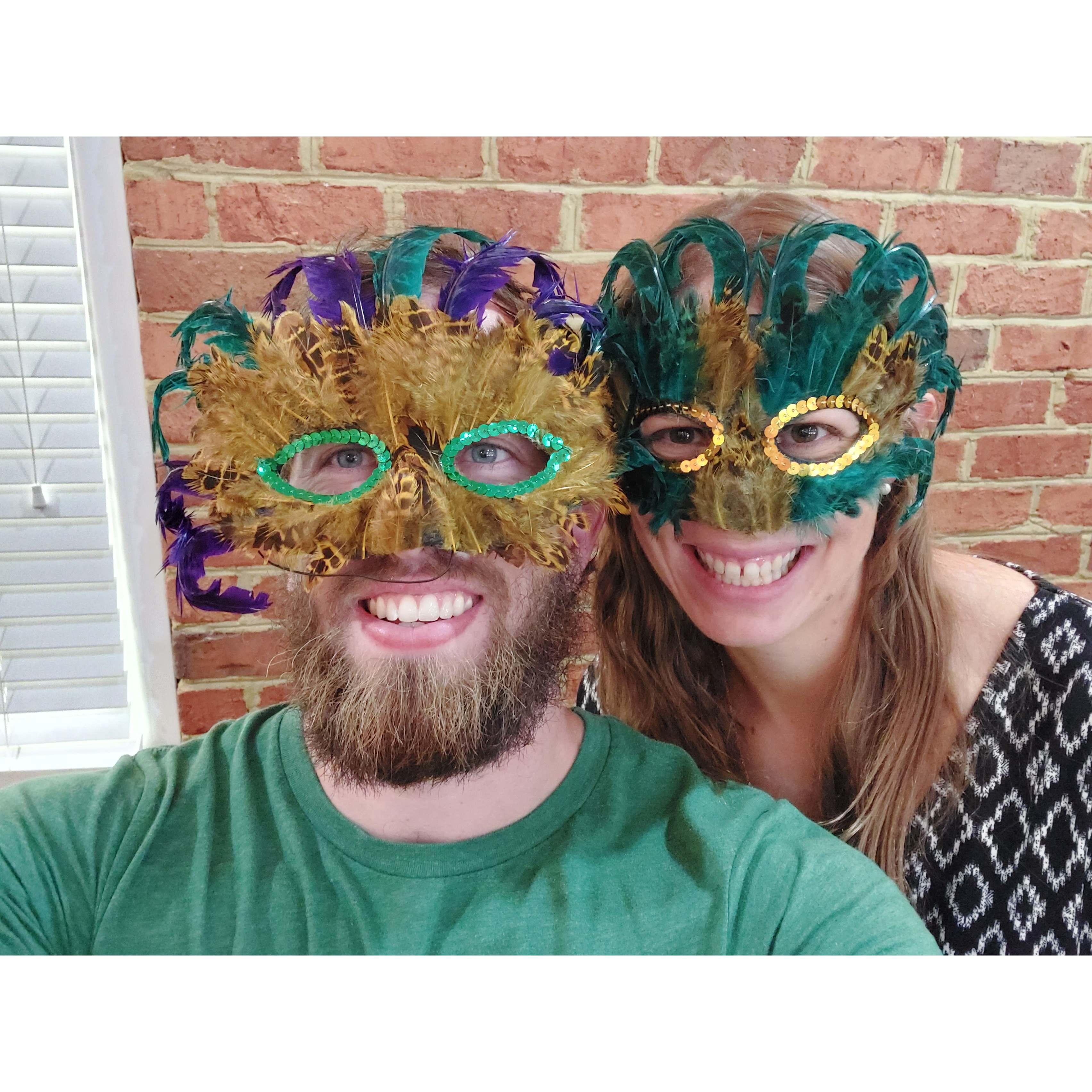 Mardi Gras themed baby shower for Adam's friends Terry and Jae - July '21
