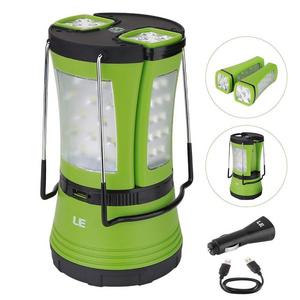 LE Rechargeable LED Camping Lantern, 600lm, Detachable Flashlight, Portable Tent Light with USB Cable and Car Charger for Camping Hiking Outdoor Emergency and More