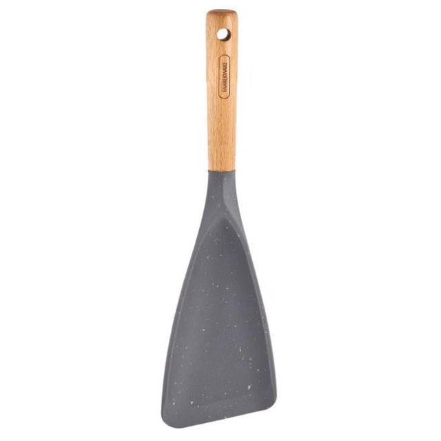 Farberware Pro Spoonula with Grey and White Speckle Design - Beechwood Handle with Hang Hole - Flexible Scraper Spoon for Mixing, Scraping, and Serving in Kitchen
