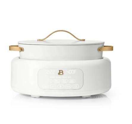 Beautiful 10-in-1 6qt Electric Multi-Cooker by Drew Barrymore 7 Preset Functions, Touch-Activated Digital Display Perfect For Healthy Cooking (White)