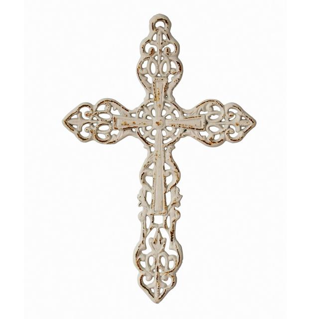 Stonebriar Distressed White Wall Cross