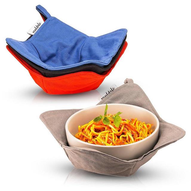 Muldale Microwave Bowl Huggers for Hot Food - Soup Bowl Cozy Set of 4 Machine Washable - Bowl Holder Heat Resistant - UK Brand