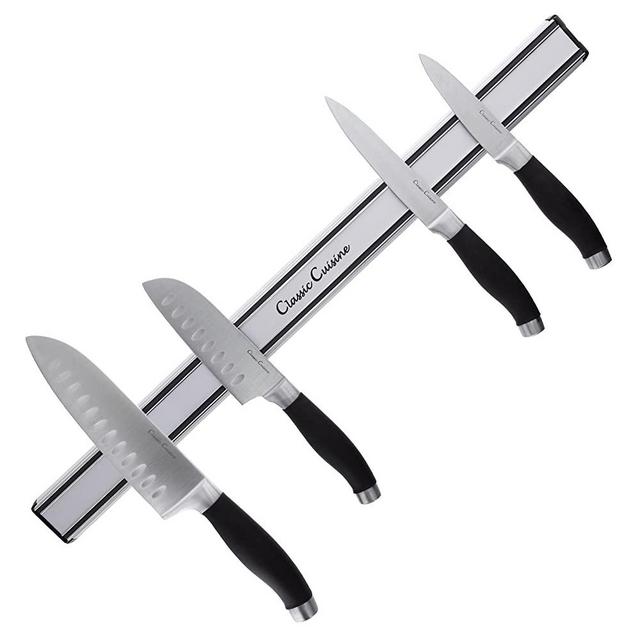 Classic Cuisine 22 inch Knife Strip-Aluminum Bar with Heavy Duty Magnets-Space Saving Safe Storage Holder for Knives, Utensils, 22", Silver