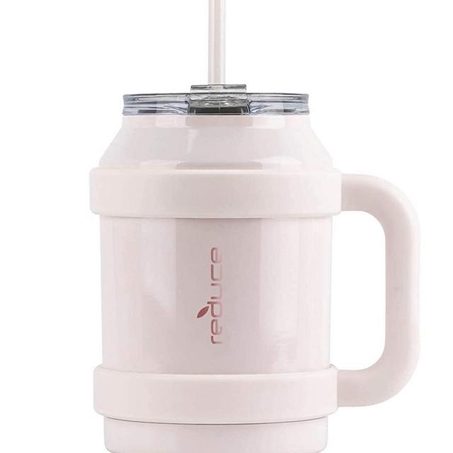 Reduce Tumbler Mug, 50 oz – Stainless Steel Insulated Mug with Handle and Lid and Straw, 36 Hours Cold – For Cold and Hot Drinks – Sweat-Proof Body, Dishwasher Safe – Cotton, Opaque Gloss