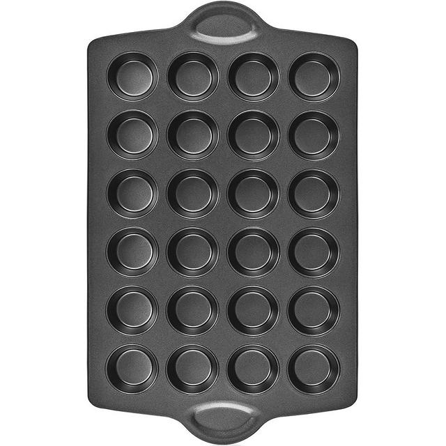 HONGBAKE Nonstick Mini Muffin Pan, Cupcake Tin for Baking, 24 Cup Commercial Small Cup Cake Tray, 1.8dia, 17 x 9.7 Inches, Gray