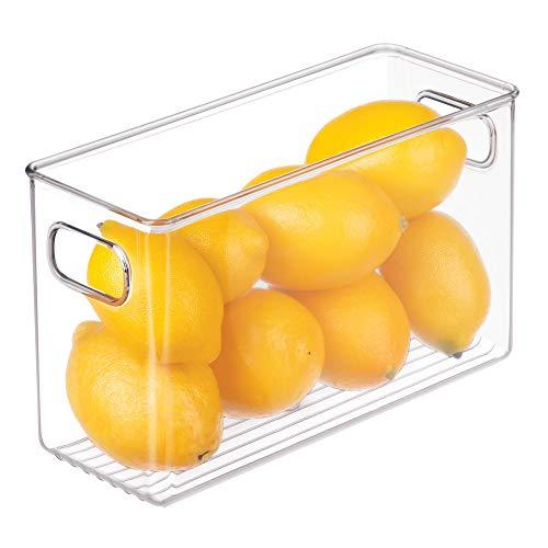 iDesign Plastic Fridge and Pantry Storage Organizer Bin With Handles, Clear Container for Food, Drinks, Produce Organization, BPA-Free, 10" x 4 " x 6", Clear