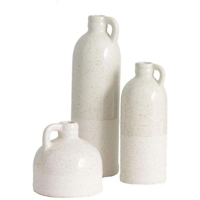 Sullivans Set of 3 Ceramic Jug Vases 10"H, 7.5"H & 4"H Off-White
