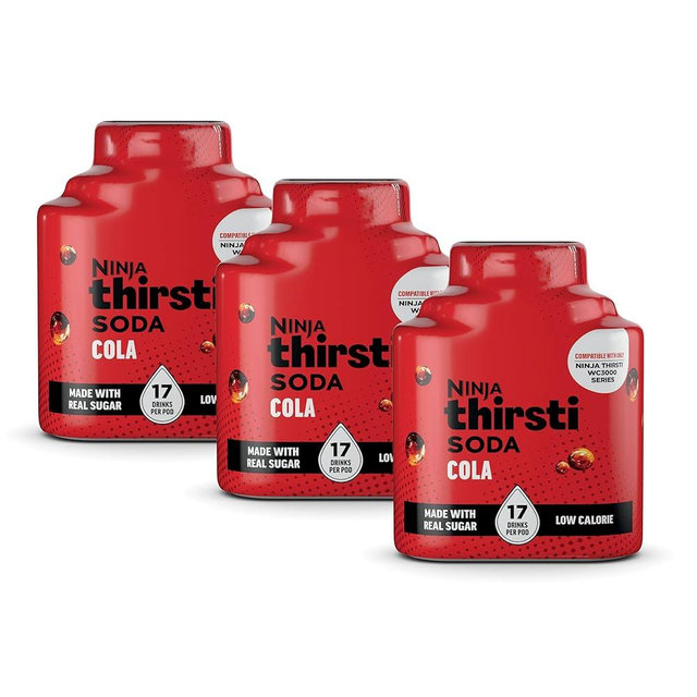 Ninja Thirsti Low-Calorie SODA Cola Flavored Water Drops | 3 Pack | Only Compatible with the Ninja Thirsti Ultimate Drink System WC3000 Series | WCFXLCOLAM