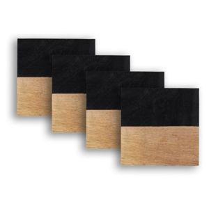 Dainty Home Wood And Resin Designed 4" Square Coaster Set Of 4 - Ivory