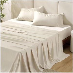 Bedsure King Size Sheets Set, Cooling Sheets for Hot Sleepers, Rayon Derived from Bamboo, PureWoven, Breathable & Soft, Deep Pocket Up to 16 Inches, Hotel Luxury Silky Bedding, Light Beige