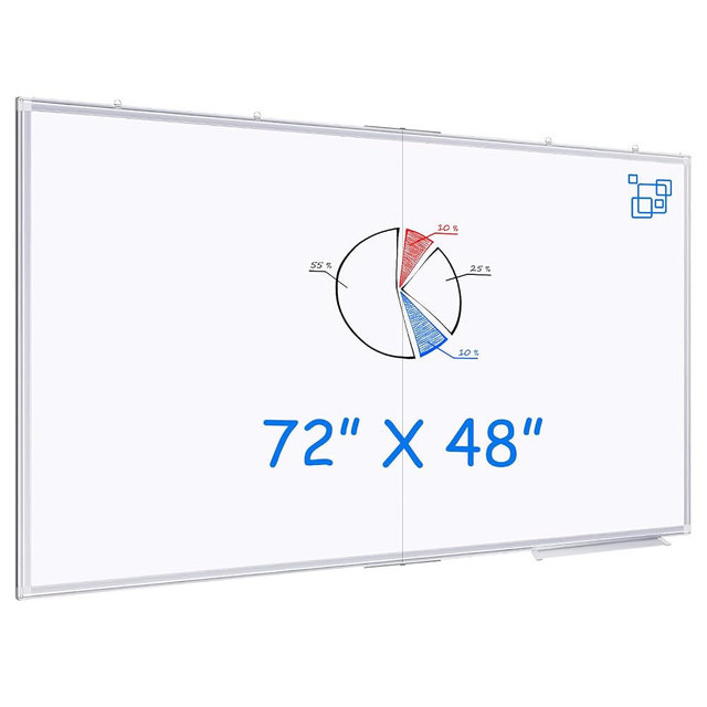 Magnetic White Board Dry Erase Board for Wall，72" x 48" (6ft x 4ft) Wall-Mounted Aluminum Frame Marker Board, Foldable Portable Whiteboard with a Long Pen Tray for School, Classroom, Office & Home