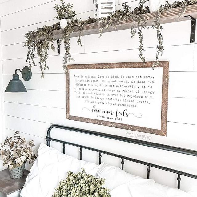 Flowershave357 Love is Patient Love is Kind Wood Sign Love is Patient Sign Newlywed Wedding Sign Decor Love Never Fails Large Framed Wood Sign