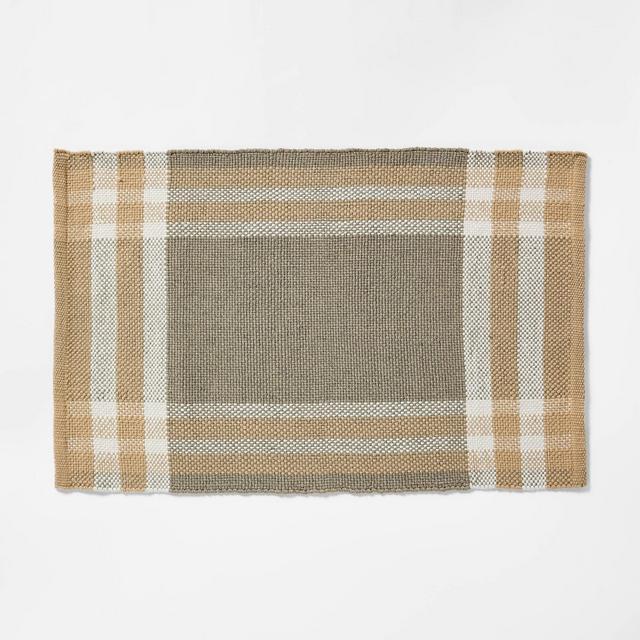 2'1"x3'2" Plaid Indoor/Outdoor Scatter Accent Rug Green - Threshold™ designed with Studio McGee