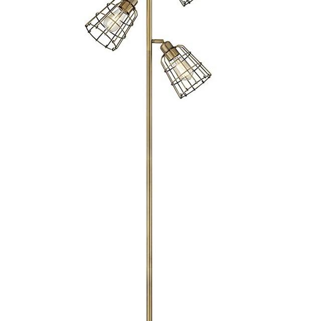 Modern Floor Lamp for Living Room Bright Lighting Tall Stand Up Lamp Farmhouse Rustic Industrial Brown Brass Tree Floor Lamps for Bedrooms, Office with Reading Light Standing Lamp