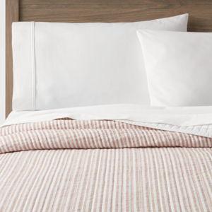 King Terracotta Cotton Stripe Quilt