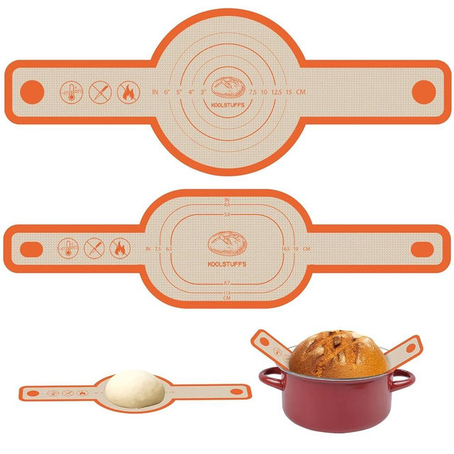 Silicone Bread Sling for Dutch Oven, 2 PCS Non-Stick & Easy Clean Reusable Silicone Bread Baking Mat with Long Handles, Easy to Transfer Sourdough Bread Oval and Round