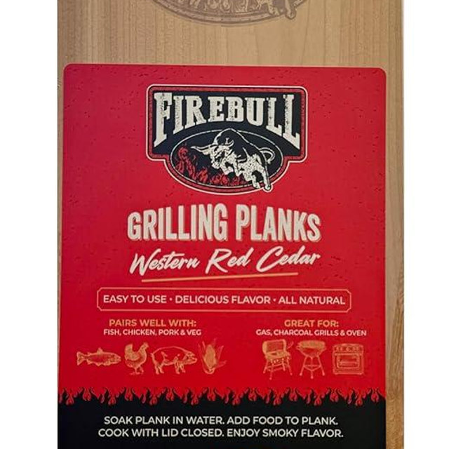 FIREBULL Western Red Cedar Grilling Planks, 2-Pack, All Natural Wood for Fish, Chicken, Pork and Vegetables
