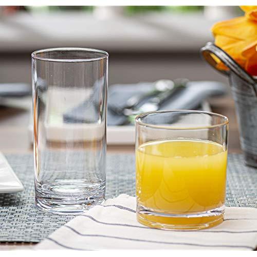 Elegant Plastic Drinking Glasses Set of 12 - Attractive Clear Acrylic Tumblers - Unbreakable Drinkware Set Ideal for Indoor and Outdoor - Kid Friendly