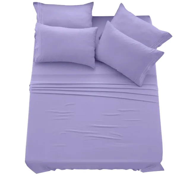 Lux Decor King Sheet Set 6 Piece Brushed Microfiber Bed Sheets Hotel Luxury Sheets - Lavender