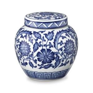 Garden Floral Petite Ginger Jar, White & Blue