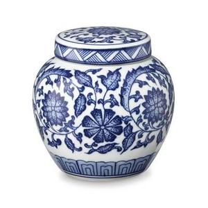 Garden Floral Petite Ginger Jar, White & Blue