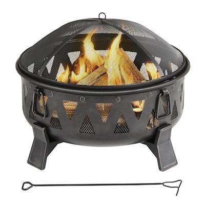 Style Selections 29.92-in W Antique Black Steel Wood-Burning Fire Pit