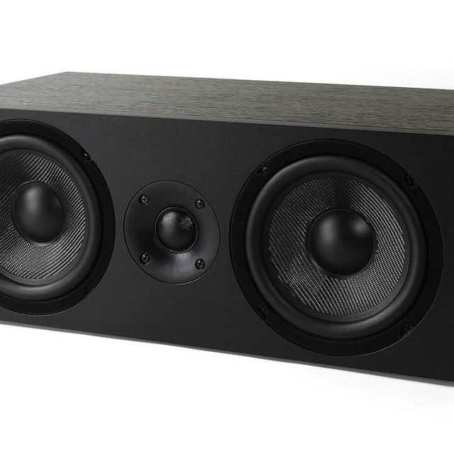 NEUMI CS5 Center Channel Speaker, Dual 5-Inch Woofers, 1-Inch Tweeter, Dark Wood, Single