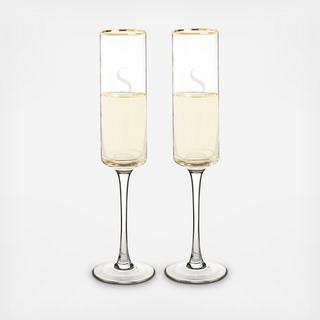 Personalized Gold Rim Champagne Flute, Set of 2