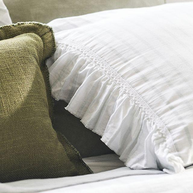 Organic Cotton Spa Sateen Ruffled Shams, Set of 2