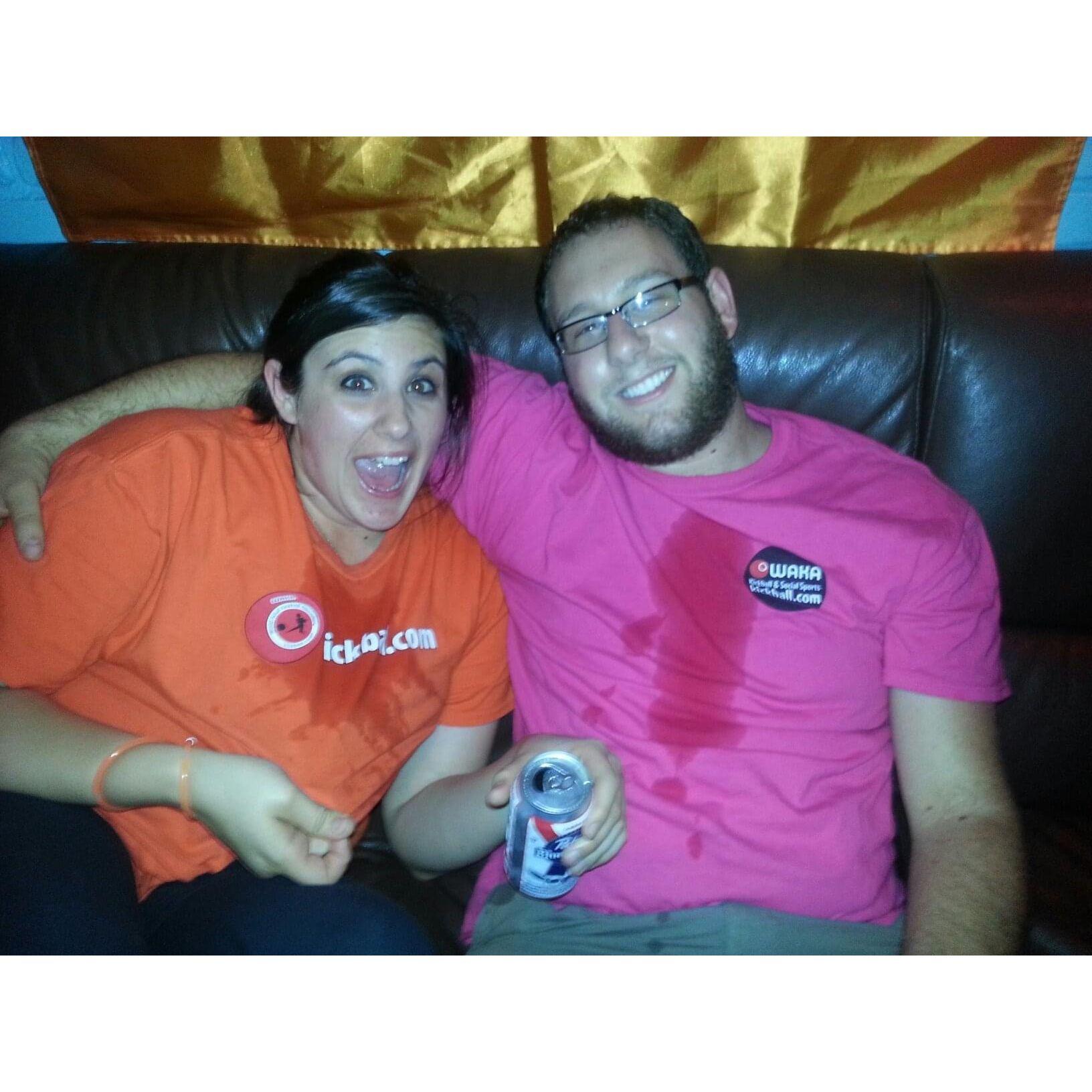 At the kickball bar during the season we first met!