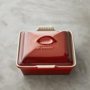 Le Creuset Stoneware Shallow Square Covered Baker, Red