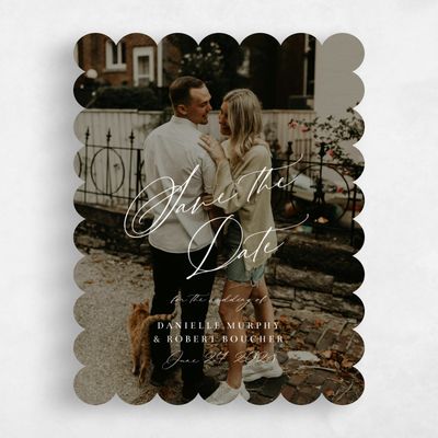 White Scalloped Wedding Save the Date - Ingrid Photo