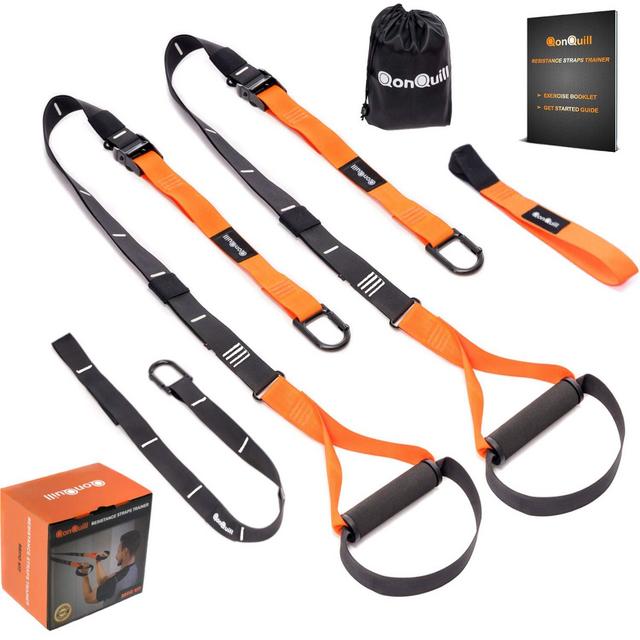 QonQuill BodyWeight Fitness Training Kit | Resistance Straps Trainer for Full Body Strength| Multiple Anchoring Solutions with Easy Setup for Home, Gym & Outdoor Workouts