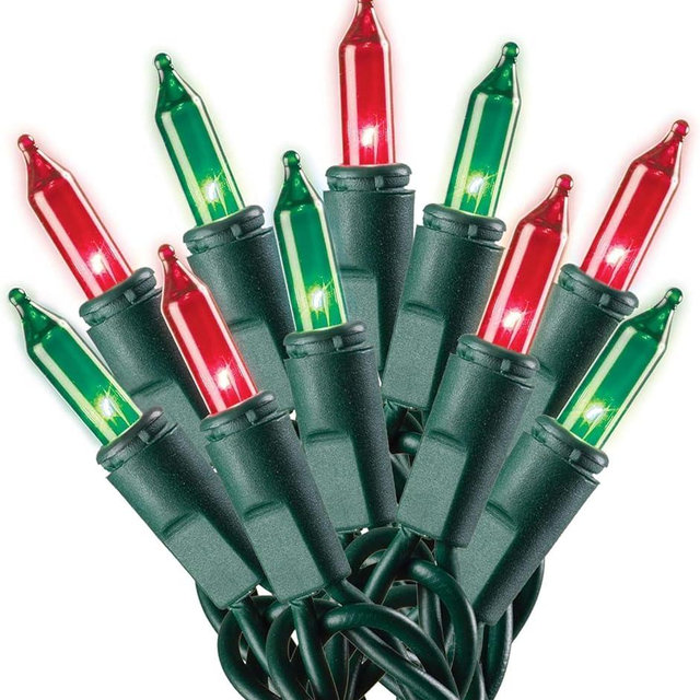 Holiday Pride Red & Green Christmas Lights - 100 Count Red & Green Mini Lights on Green Wire (22.5 Ft) - for Indoor & Outdoor Use - UL Listed - Static/Flashing Modes - Connectable