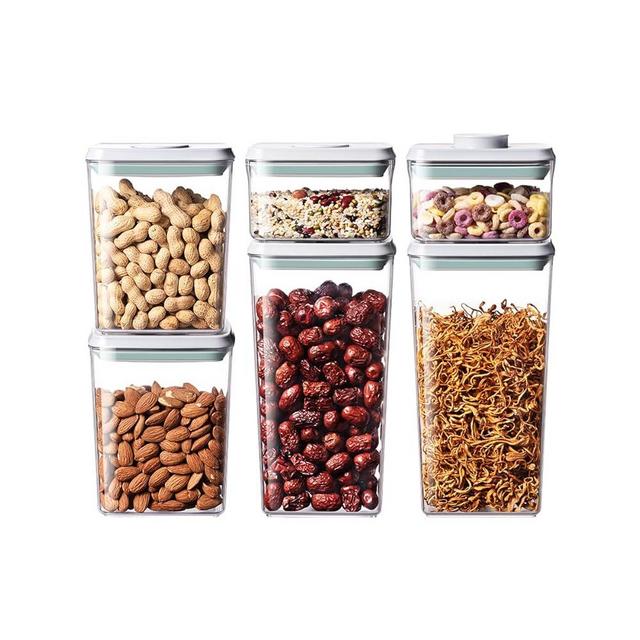 EQI Pop Food Storage Containers Set, 6Pcs Airtight Containers with Lids for Kitchen Pantry Organizers and Storage,One Button Opening BPA-Free Food Containers for Cereal Flour Sugar(0.6, 1.3, 1.9Qt)*2