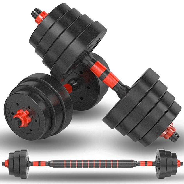 Adjustable Dumbbells, 22/33/44/55/66 Lbs Weight Range, Dumbbell Barbell 2 in 1, Solid with Rubbery Protective Cover, Easy Assembly and Save Space, Home Gym Equipment for Men and Women