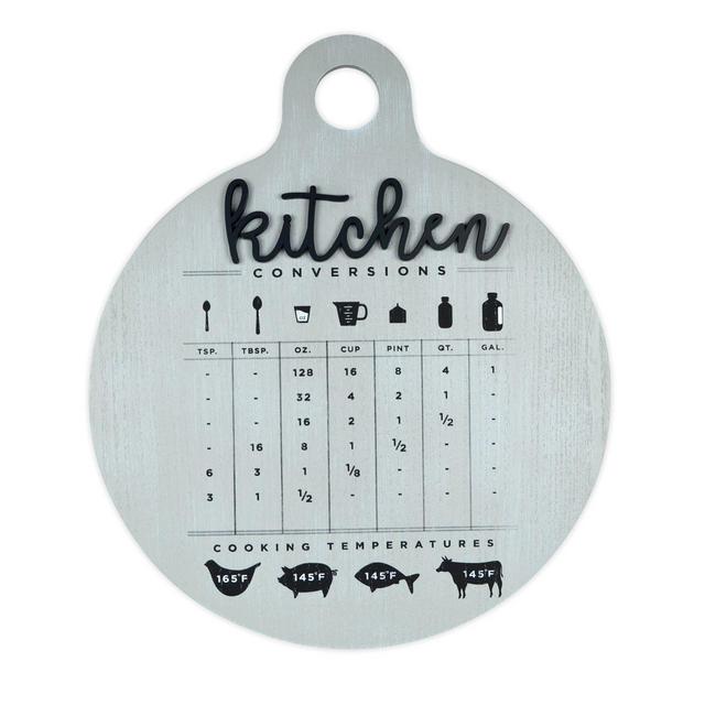 Prinz Kitchen Conversion Chart 17-Inch x 20-Inch MDF Plaque Wall Art in White