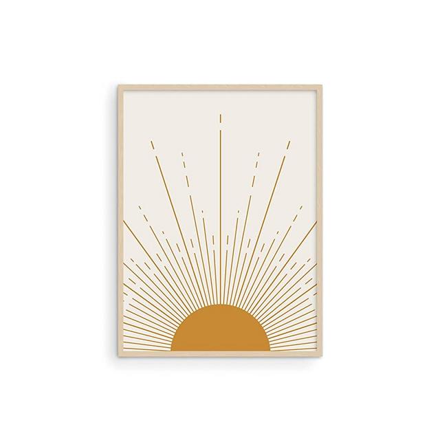 Minimalist Wall Art Mid Century Art Wall Decor - by Haus and Hues Mid Century Modern Decor Contemporary Wall Art Boho Prints Mid Century Wall Decor Boho Wall Art Modern Art Wall (Beige Framed, 12x16)