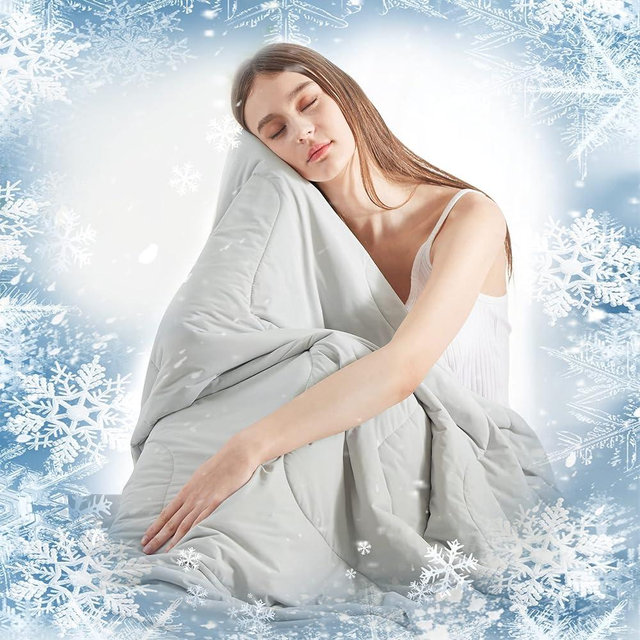 Bedsure Breescape Cooling Blankets for Hot Sleepers - Air-Chill Cooling Blanket Lightweight Cooling Blanket Queen Size for Summer, Grey, 90x90 Inches