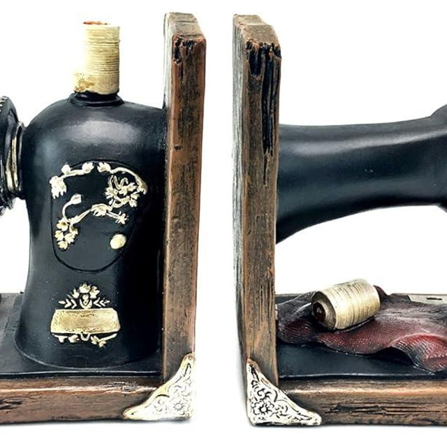 Bellaa 21383 Decorative Bookend Book Ends Sewing Machine Vintage Bookshelves Shelves Books Stopper Home Office Library Study Decor Heavy Duty Non Skid 6 Inch
