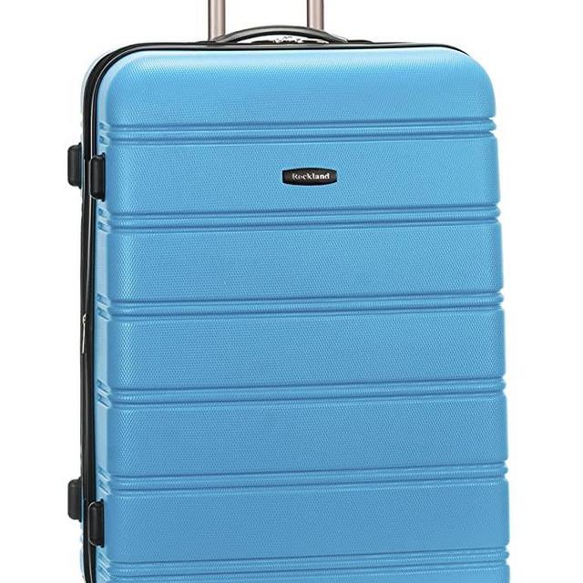 Rockland Melbourne Hardside Expandable Spinner Wheel Luggage, Turquoise/Aqua, Checked-Large 28-Inch