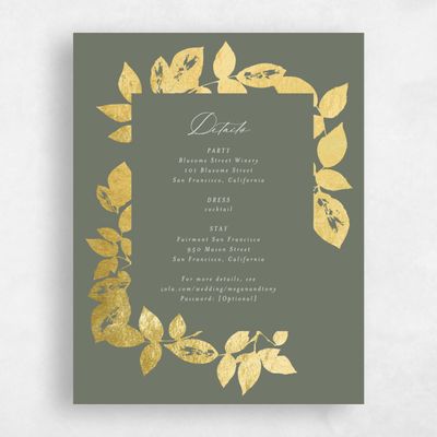 Dark Sage, Green Wedding Enclosure - Jasmine Foil