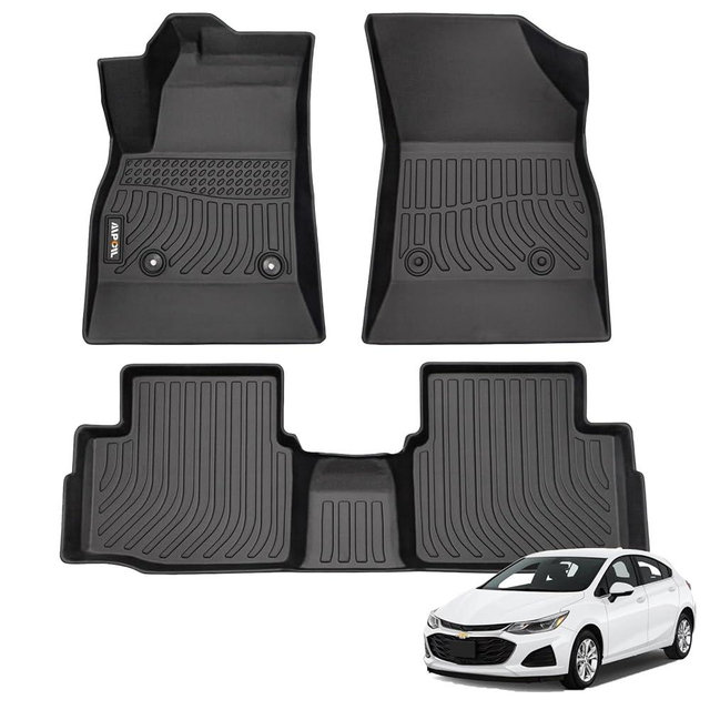AIPOIL® Floor Mats for 2016-2019 Chevy Cruze (Not for 2016 Cruze Limited) Fits 1st & 2nd Row TPE All Weather Anti-Slip Floor Liners Full Set Custom Car Mats Accessories, Black