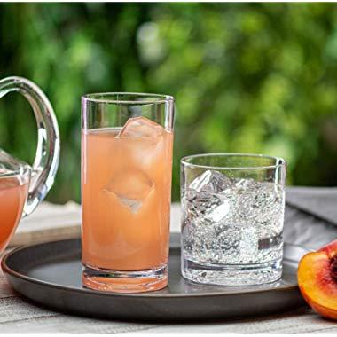 Elegant Acrylic Drinking Glasses [Set of 16] Attractive Clear Plastic Tumblers - Unbreakable Drinkware Set Ideal for Indoor and Outdoor - Kid Friendly