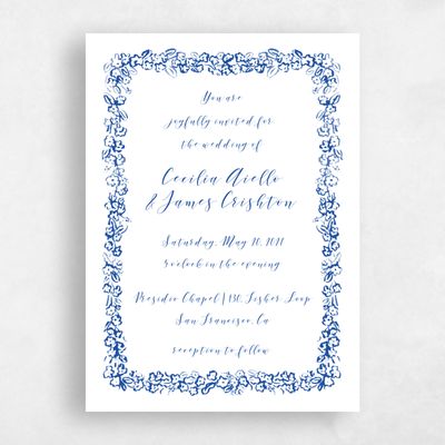 Cobalt, Blue Wedding Invitation - Brier Portrait