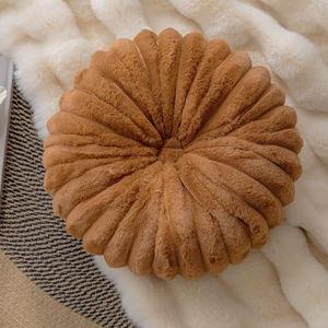 vctops Round Throw Pillow Soft Faux Fur Decorative Pillow Small Pumpkin Throw Pillow Cushion for Living Room Sofa Bed (Coffee,13.7" Diameter)