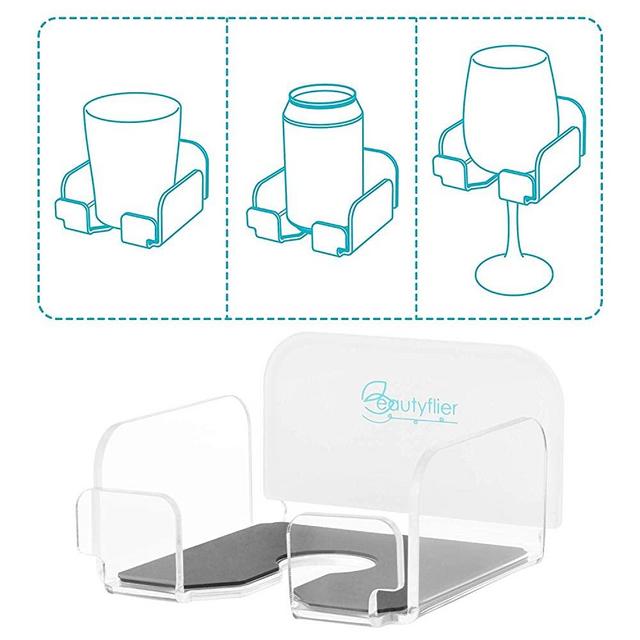 Beautyflier Wine Glass Holder Bath and Shower Acrylic Cupholder for Wine, Beer, Coffee and Beverage Bathtub Drink Holder (Clear)
