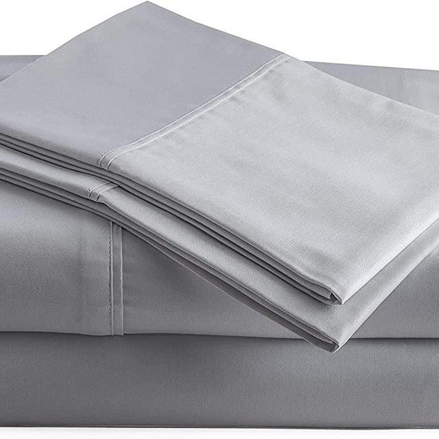 1000 Thread Count Egyptian Cotton Sheets King Size, 4 Piece King Sheets Sets, Light Gray Sheets for King Size Bed, Soft Bed Sheets King Size, Sateen King Bedding Set, 16" Deep Pocket King Size Sheets