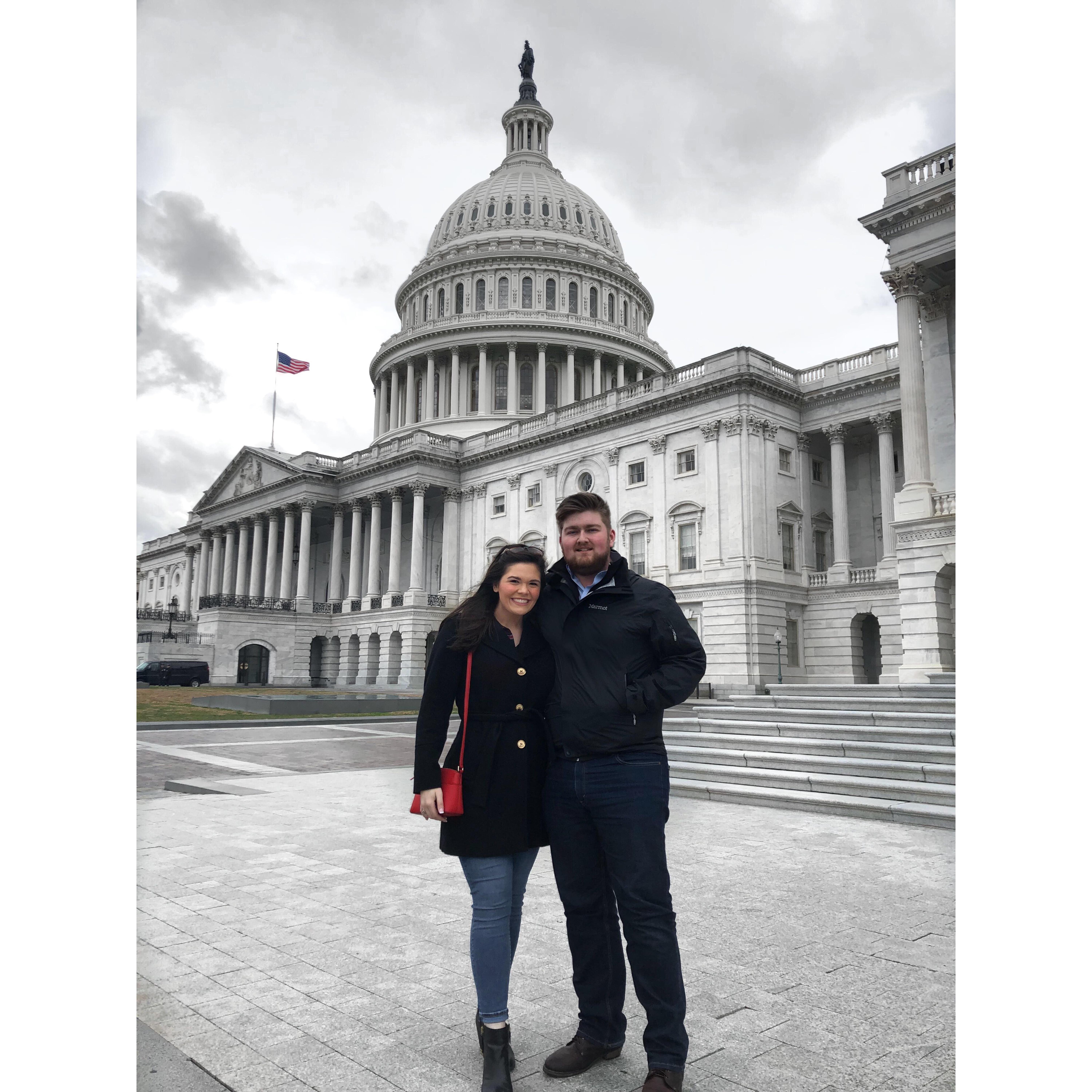 January 2019-David's Christmas present to Makenzi...a trip Washington, DC! Picture on the plaza of the United States Capitol Building.